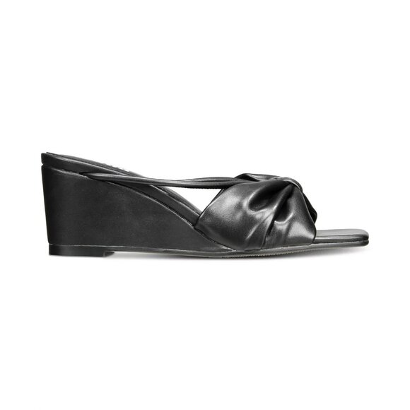 VAILA SHOES Women's Olivia Knotted Slide Wedge Sandals Black Size 13M - Picture 2 of 6